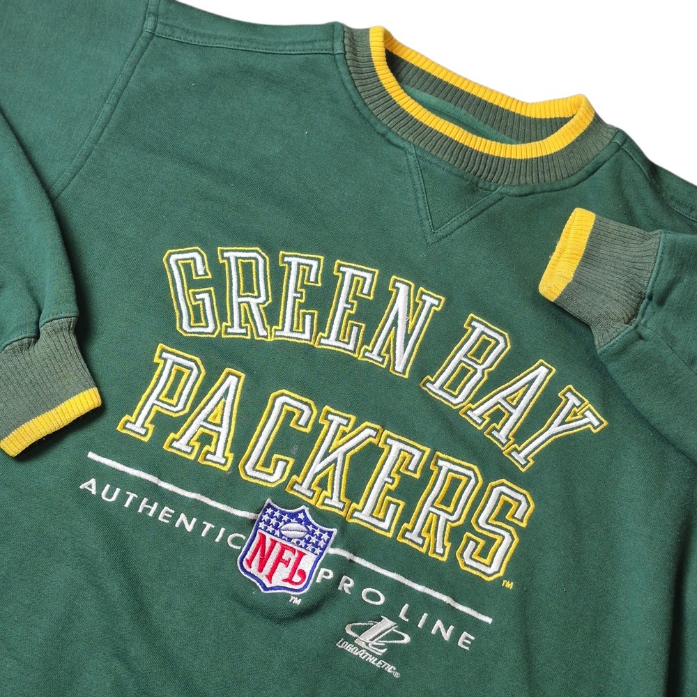 VTG NFL Pro Line Men's Large Green‎ Bay Packers Crewneck Sweatshirt